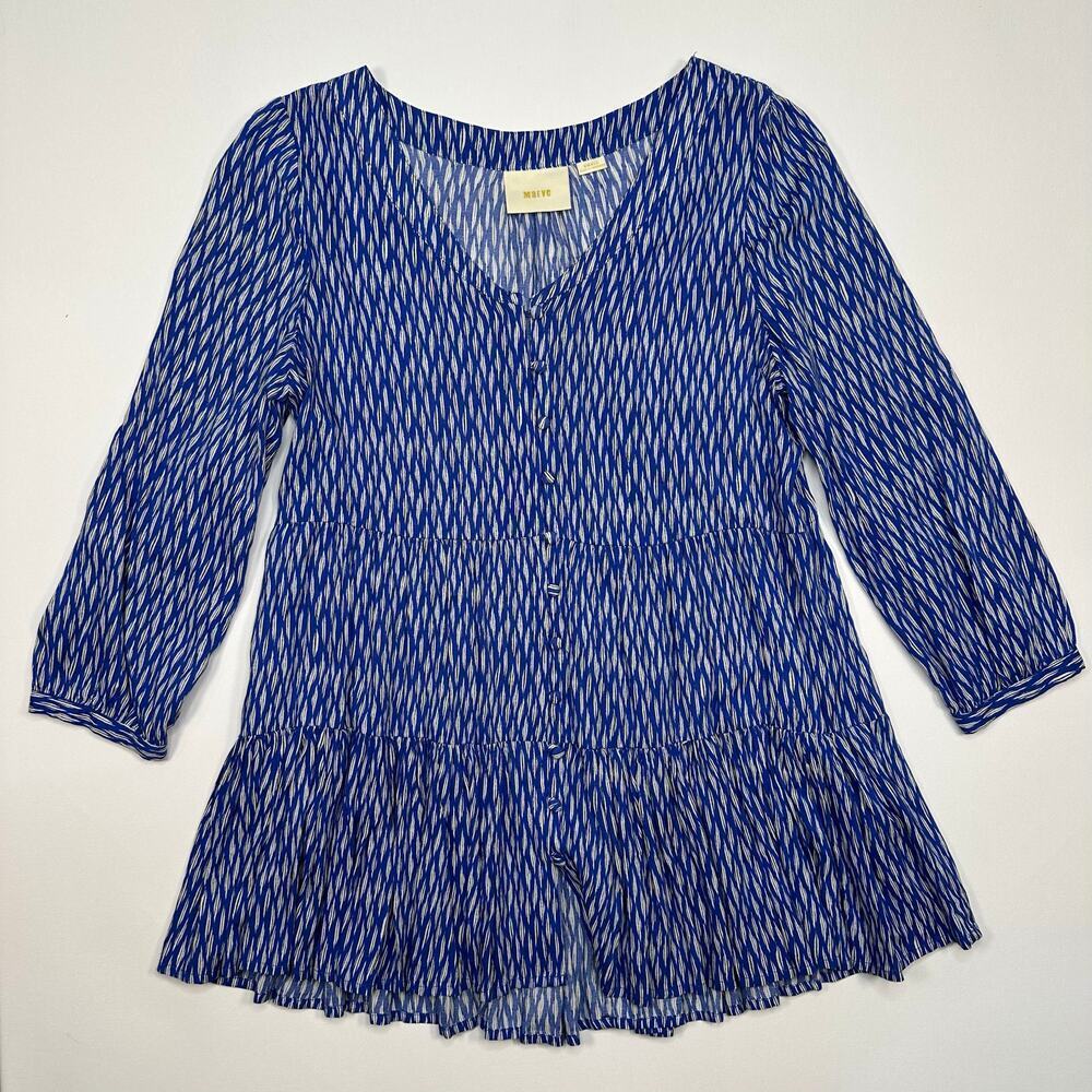 Maeve Anthropologie Blue Rayon Swing Top Size Small